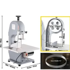 Köttskivare-850W 4-180mm 15m/s benskärmaskin med 380x365mm arbetsbord med skala, säker att använda, bred applikation