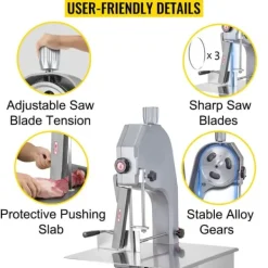 850W 15m/s kommersiell benskärningsmaskin med 3 sågblad, rymlig arbetsbänk med skala, pålitliga skydd, användarvänliga detaljer