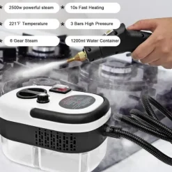 2500W Ångtvätt Handhållen – Tryckångare med 3 Borsthuvuden, 6 Nivåer, 1000ml Vattentank