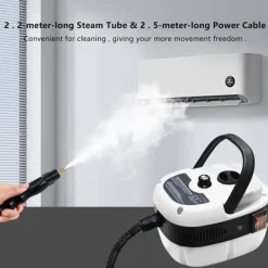 2500W Ångtvätt Handhållen – Tryckångare med 3 Borsthuvuden, 6 Nivåer, 1000ml Vattentank