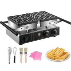 Våffeljärn-1600W rektangulär våffelbryggare med 2 vändbara dubbelsidiga bakformar, effektiv och jämn bakning, exakt temperatur/tidskontroll
