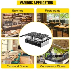 Våffeljärn-1600W rektangulär våffelbryggare med 2 vändbara dubbelsidiga bakformar, effektiv och jämn bakning, exakt temperatur/tidskontroll