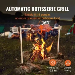 52W 4RPM 60kg lastkapacitet elektrisk spettgrill för hela djur, BBQ grill för olika typer av kött, 8 justerbara höjder, bra stabilitet