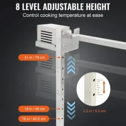 52W 4RPM 60kg lastkapacitet elektrisk spettgrill för hela djur, BBQ grill för olika typer av kött, 8 justerbara höjder, bra stabilitet