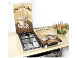 Glasunderlägg-WENKO Coffee, Rektangulär, Plast, Härdat glas, Termoplastisk elastomer (TPE), Beige, Frukt och grönsaker, Bild, 300 mm