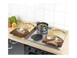 Glasunderlägg-WENKO Coffee, Rektangulär, Plast, Härdat glas, Termoplastisk elastomer (TPE), Beige, Frukt och grönsaker, Bild, 300 mm