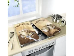 Glasunderlägg-WENKO Coffee, Rektangulär, Plast, Härdat glas, Termoplastisk elastomer (TPE), Beige, Frukt och grönsaker, Bild, 300 mm