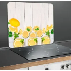 Karottunderlägg-WENKO Huvbotten, Köksstänk, "Citroner", härdat glas, 56x50 cm, Flerfärgad