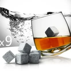 Whiskystenar - Set om 9 - Natursten - Färg grå - Återanvändbara