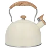 Whistling Kettle tekanna i rostfritt stål 2,5 L Whistling tekanna Ergonomiskt handtag Tekanna Beige