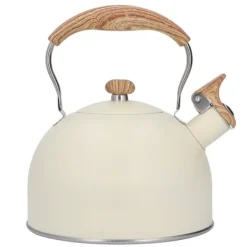 Whistling Kettle tekanna i rostfritt stål 2,5 L Whistling tekanna Ergonomiskt handtag Tekanna Beige