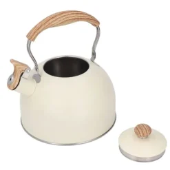 Whistling Kettle tekanna i rostfritt stål 2,5 L Whistling tekanna Ergonomiskt handtag Tekanna Beige