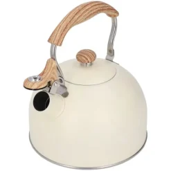 Whistling Kettle tekanna i rostfritt stål 2,5 L Whistling tekanna Ergonomiskt handtag Tekanna Beige