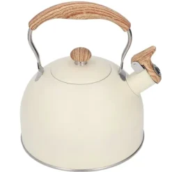 Whistling Kettle tekanna i rostfritt stål 2,5 L Whistling tekanna Ergonomiskt handtag Tekanna Beige