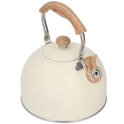 Whistling Kettle tekanna i rostfritt stål 2,5 L Whistling tekanna Ergonomiskt handtag Tekanna Beige