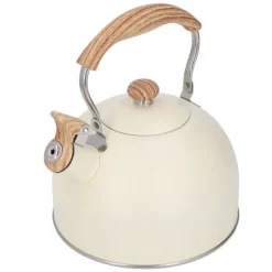 Whistling Kettle tekanna i rostfritt stål 2,5 L Whistling tekanna Ergonomiskt handtag Tekanna Beige