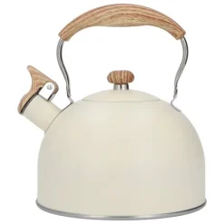 Whistling Kettle tekanna i rostfritt stål 2,5 L Whistling tekanna Ergonomiskt handtag Tekanna Beige