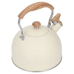 Whistling Kettle tekanna i rostfritt stål 2,5 L Whistling tekanna Ergonomiskt handtag Tekanna Beige