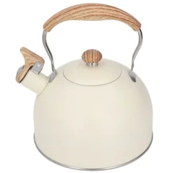 Whistling Kettle tekanna i rostfritt stål 2,5 L Whistling tekanna Ergonomiskt handtag Tekanna Beige