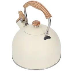 Whistling Kettle tekanna i rostfritt stål 2,5 L Whistling tekanna Ergonomiskt handtag Tekanna Beige