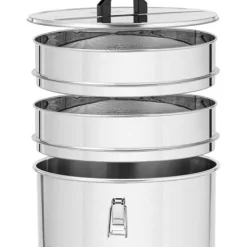Wiesenfield - Honungshink - 70 L - med sil, lock och tryckkran - rostfritt stål