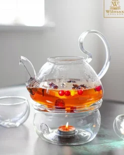 Wilmax | kaffe- och tevärmare i borosilikatglas | håller drycker varma i upprätt läge, diskmaskinssäker, stabil, presentidé, passar alla tekannor