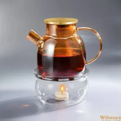 Wilmax | kaffe- och tevärmare i borosilikatglas | håller drycker varma i upprätt läge, diskmaskinssäker, stabil, presentidé, passar alla tekannor