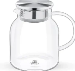 Wilmax glaskaraff 1 L i borosilikatglas, rostfritt lock