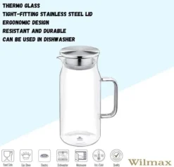 Karaffer-Wilmax glaskaraff 1 L i borosilikatglas med lock