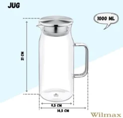 Karaffer-Wilmax glaskaraff 1 L i borosilikatglas med lock
