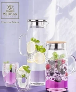 Karaffer-Wilmax glaskaraff 1 L i borosilikatglas med lock