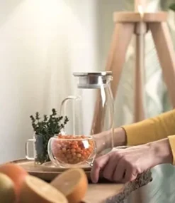 Karaffer-Wilmax glaskaraff 1 L i borosilikatglas med lock