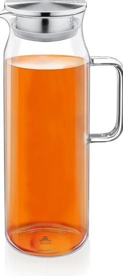 Karaffer-Wilmax glaskaraff 1,5 L i borosilikatglas, filter & stållock