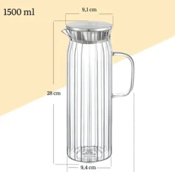 Karaffer-Wilmax glaskaraff 1,5 L med stållock