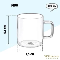 Wilmax glasmuggar för kaffe och te 500 ml – 6-pack