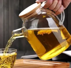 Tebryggare-Wilmax glastekanna 1,6 L med bambulock – spissäker