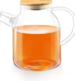 Tebryggare-Wilmax glastekanna 1,6 L med bambulock – spissäker