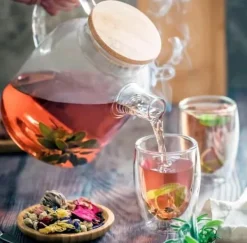 Tebryggare-Wilmax glastekanna 1,6 L med bambulock – spissäker