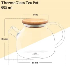 Kaffe- & Tekannor-Wilmax Glastekanna med tesil & bambulock 950 ml – värmebeständig kanna för teblommor & löste