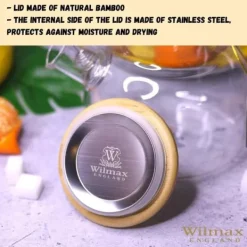 Kaffe- & Tekannor-Wilmax Glastekanna med tesil & bambulock 950 ml – värmebeständig kanna för teblommor & löste