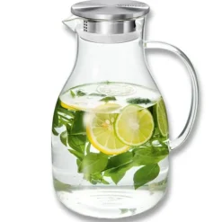 Wilmax stor 2,5 l kanna i borosilikatglas med metalllock