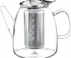 Wilmax Tekanna Glas 950 ml – Värmebeständig Tebryggare med Rostfritt Stålfilter för Spis och Servering