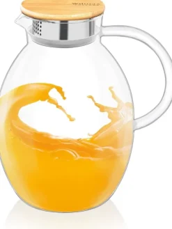 Karaffer-Wilmax vattenkaraff 2,4 L i borosilikatglas, bambulock
