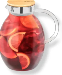 Karaffer-Wilmax vattenkaraff 2,4 L i borosilikatglas, bambulock