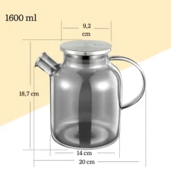 Wilmax värmebeständig glaskanna 1,6L grå