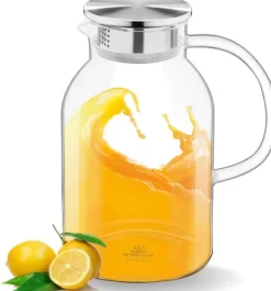 Wilmax värmetålig glaskaraff 2,1 L, rostfritt lock