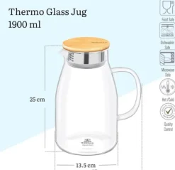 Wilmax värmetålig glaskaraff 2,1 L, rostfritt lock