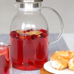 Wilmax värmetålig glaskaraff 2,1 L, rostfritt lock