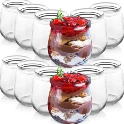 Förvaringsburkar-12x glasburkar Burkar Behållare Koppar Yoghurtkoppar Desserter 200ml