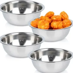 4x stålskål för dipsås, såsbåt, dipskål, salladsskål 11 cm 250 ml